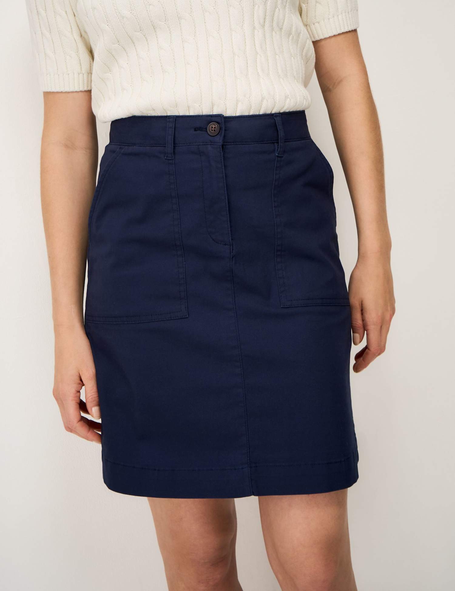 Crew Clothing Cotton Rich Chino Mini Utility Skirt Navy