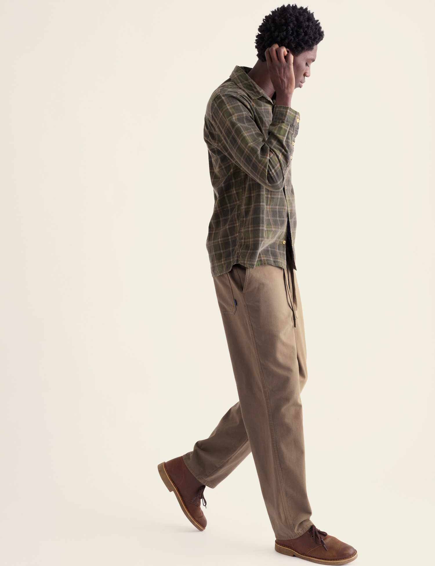 Seasalt Cornwall Regular Fit Pure Cotton Elasticated Waist Trousers Light Brown