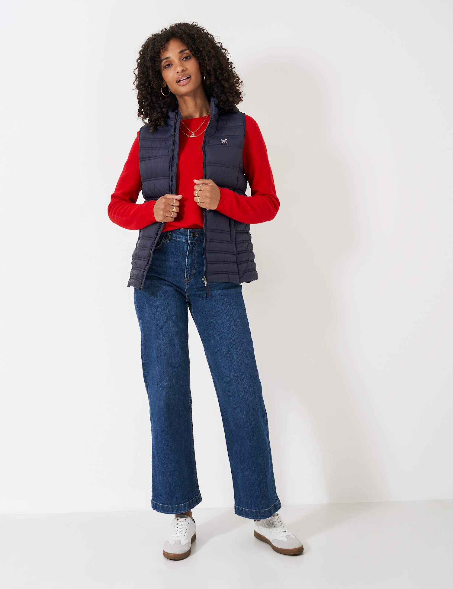 Crew Clothing Lightweight Padded Hooded Gilet Navy