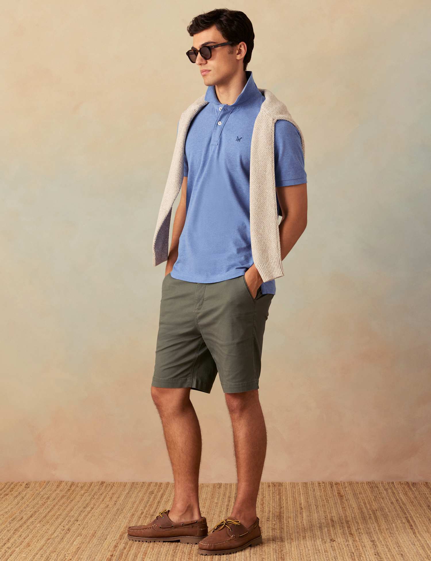 Crew Clothing Regular Fit Cotton Rich Chino Shorts Olive