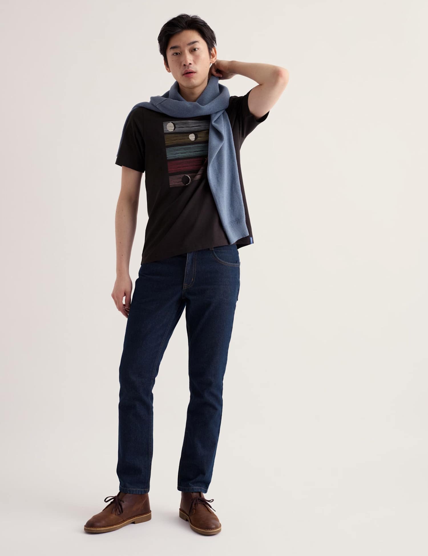 Seasalt Cornwall Pure Cotton Printed Crew Neck T-Shirt Black Mix
