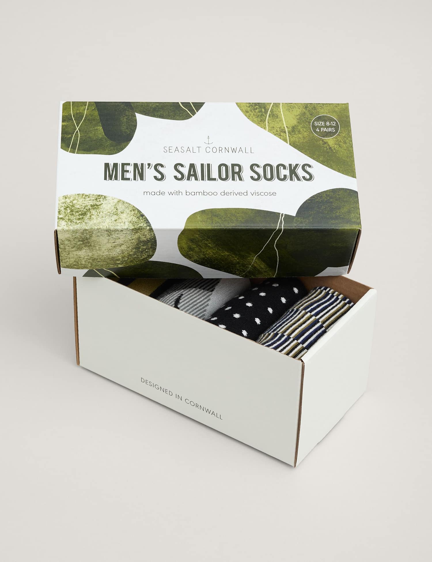 Seasalt Cornwall 4 Pack Assorted Socks Green Mix