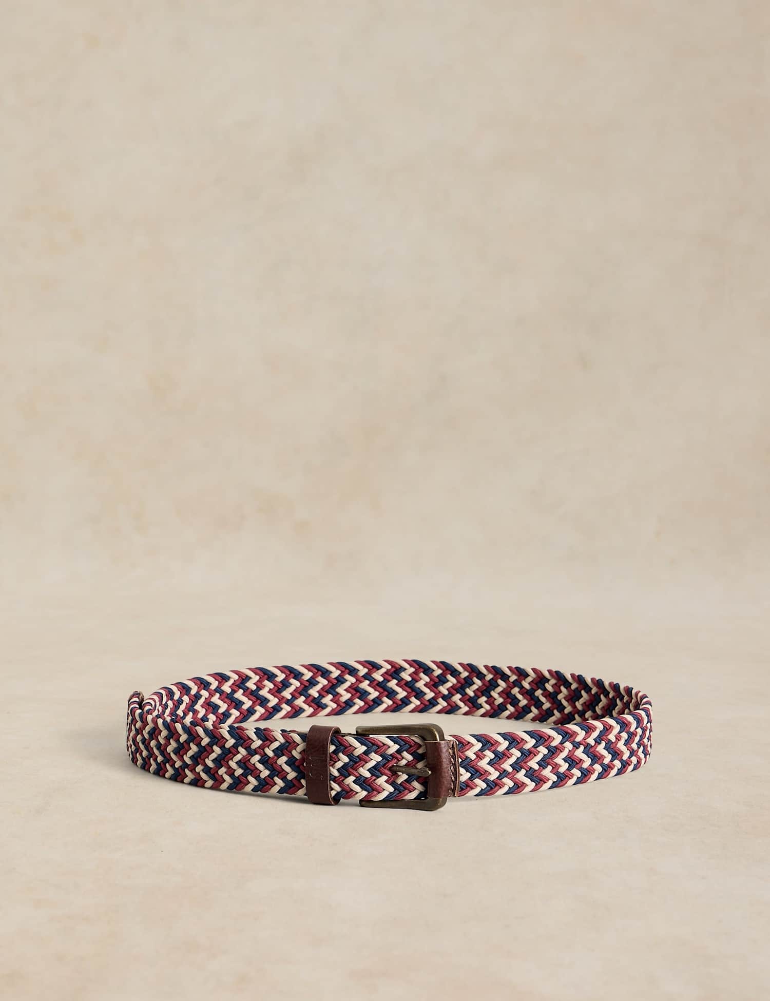 White Stuff Leather Trim Woven Elasticated Belt Natural Mix