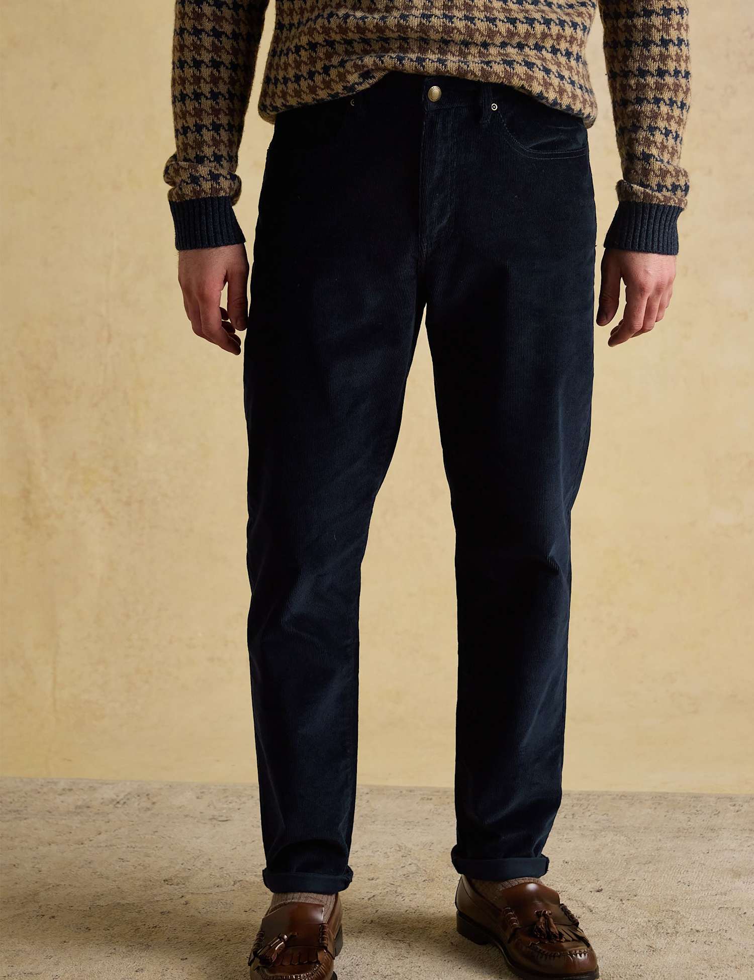 Joules Regular Fit Cotton Rich Corduroy Trousers Navy