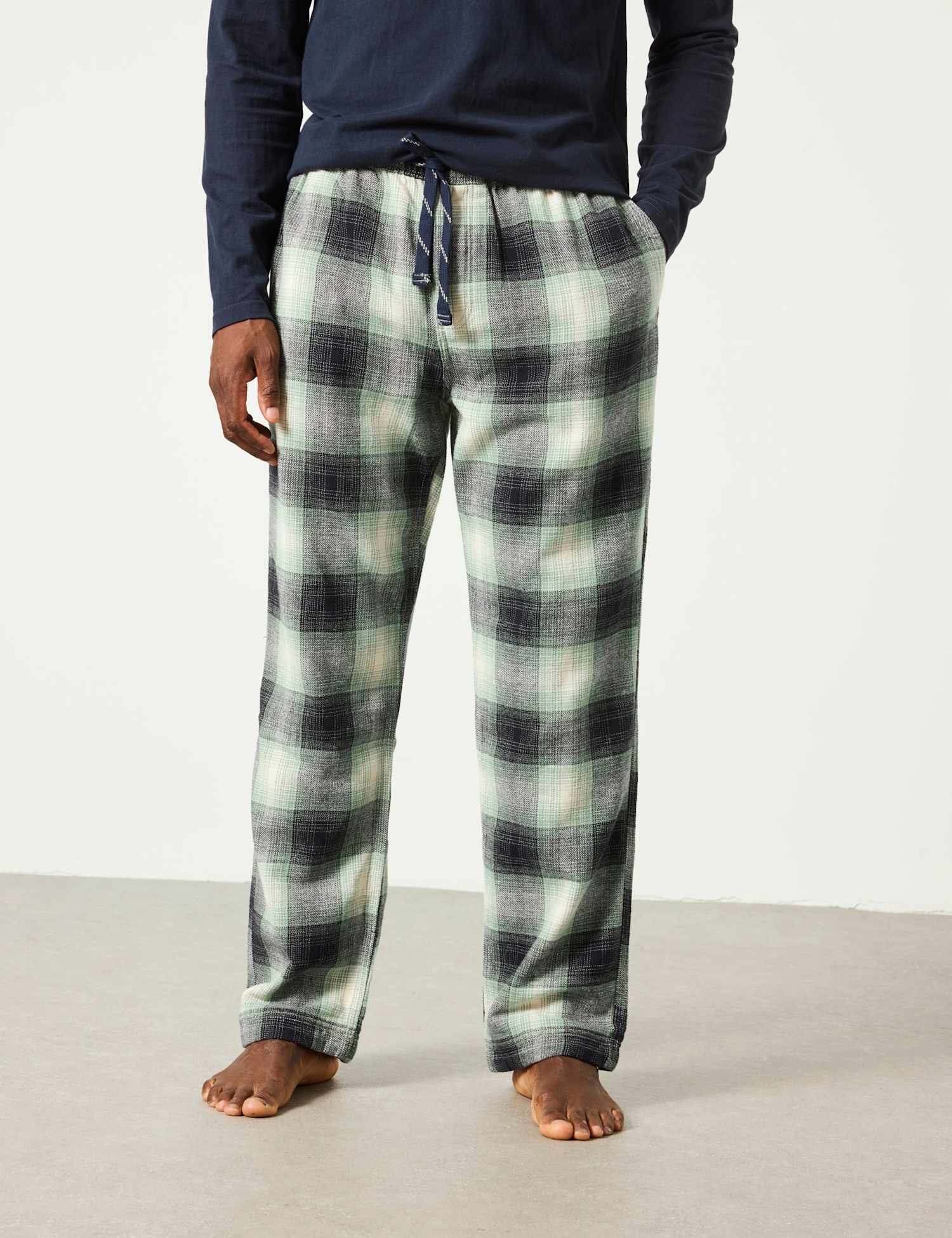FatFace Pure Cotton Checked Pyjama Bottoms Green Mix