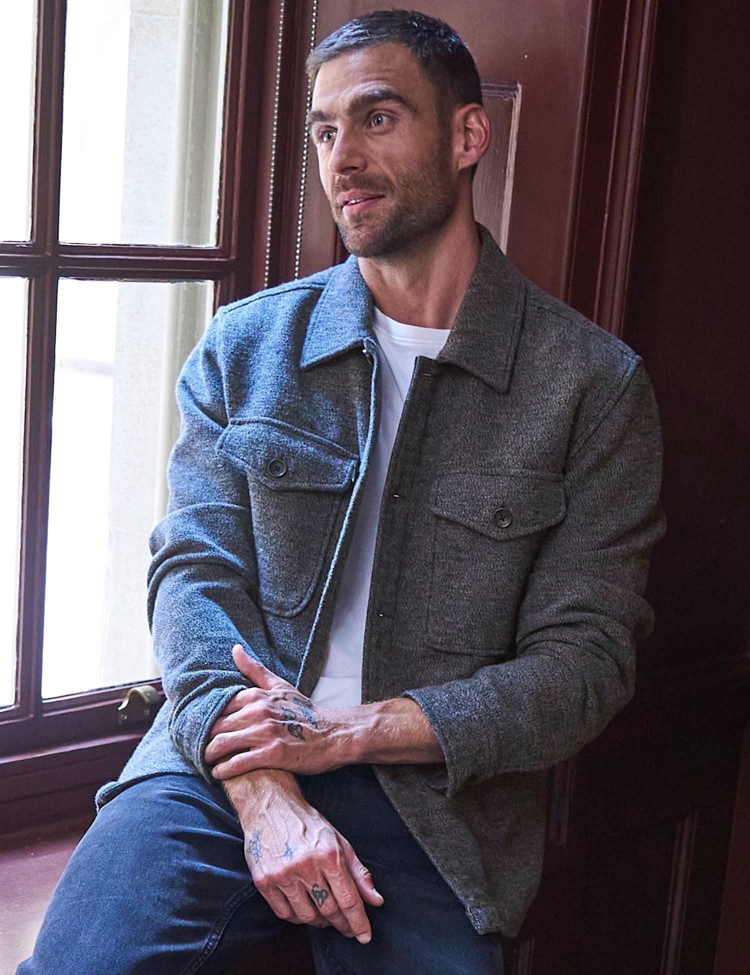 FatFace Pure Cotton Overshirt Dark Grey