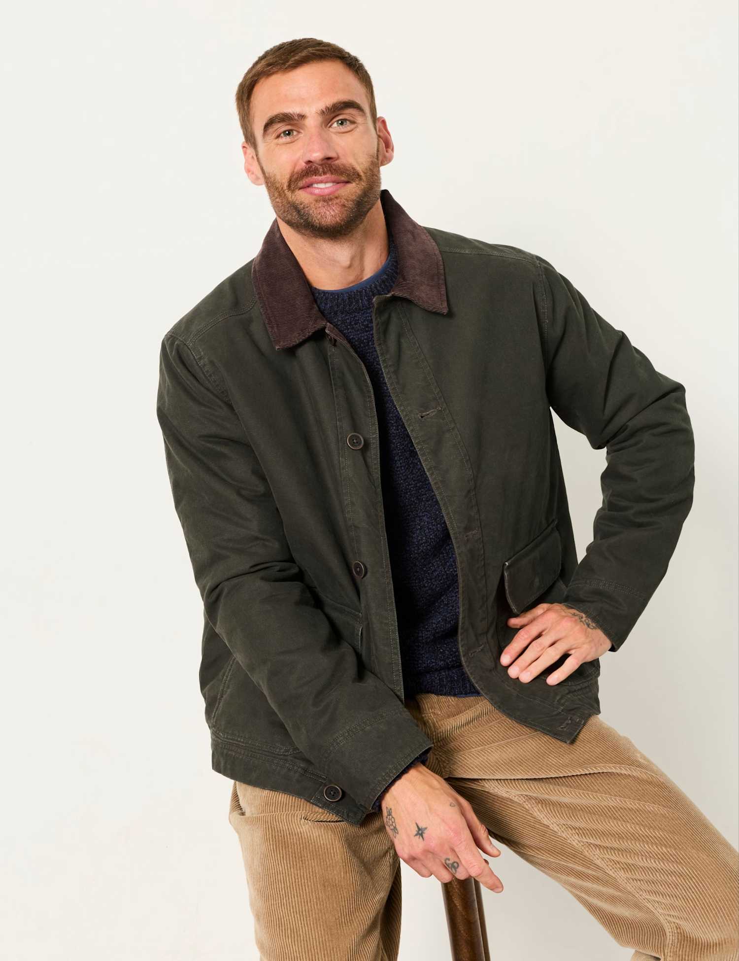FatFace Canvas Barn Jacket Khaki