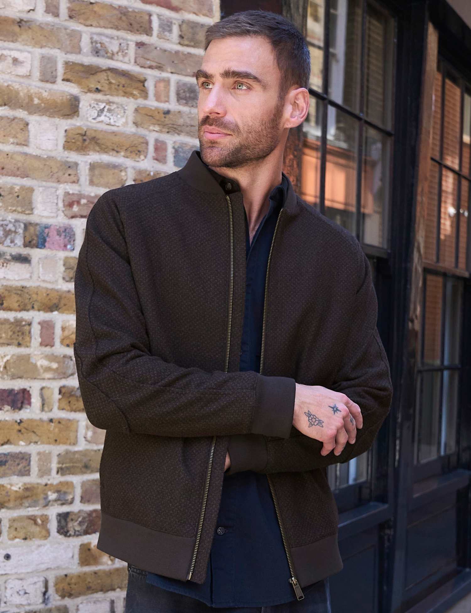 FatFace Wool Blend Bomber Jacket Brown
