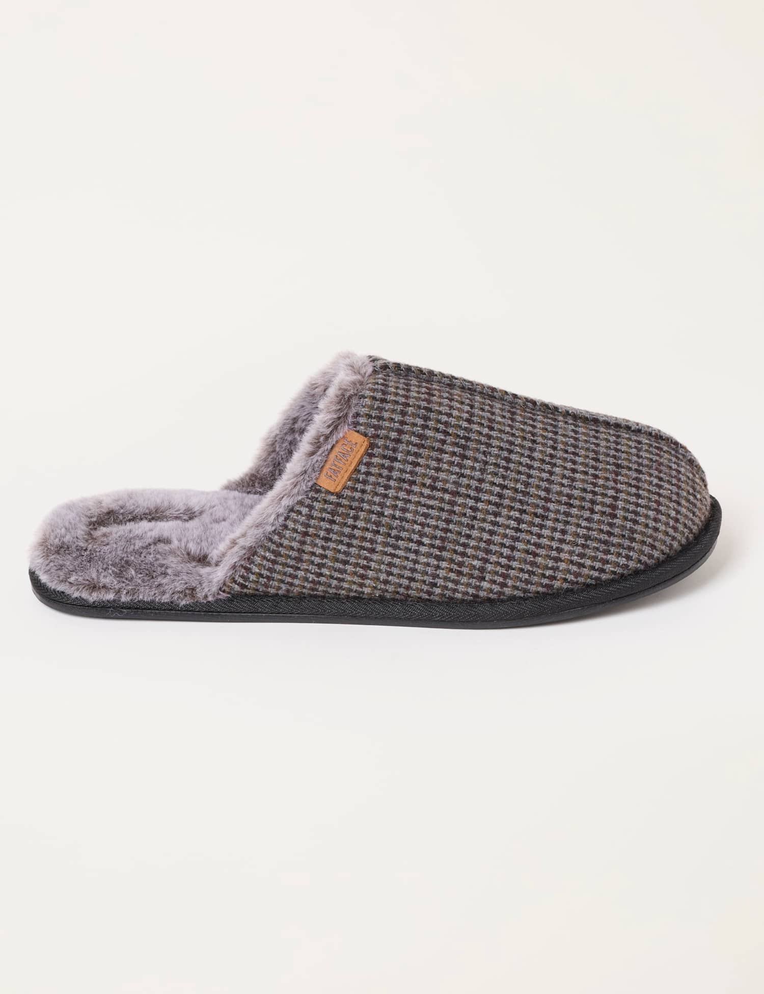 FatFace Checked Mule Slippers Brown Mix