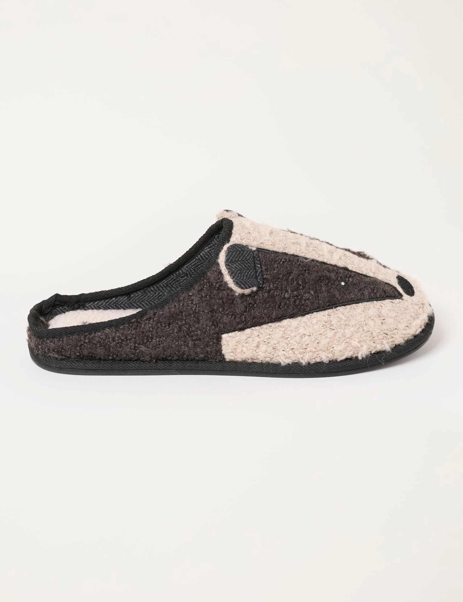 FatFace Badger Novelty Mule Slippers Black Mix
