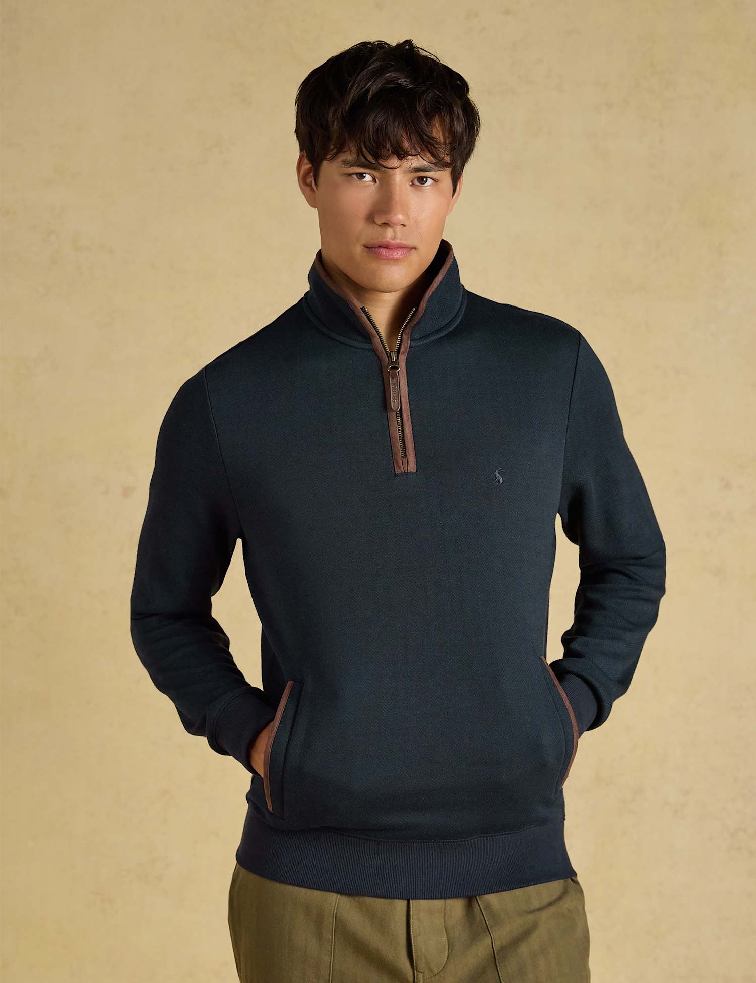 Joules Cotton Rich Funnel Neck Half Zip Sweatshirt Navy