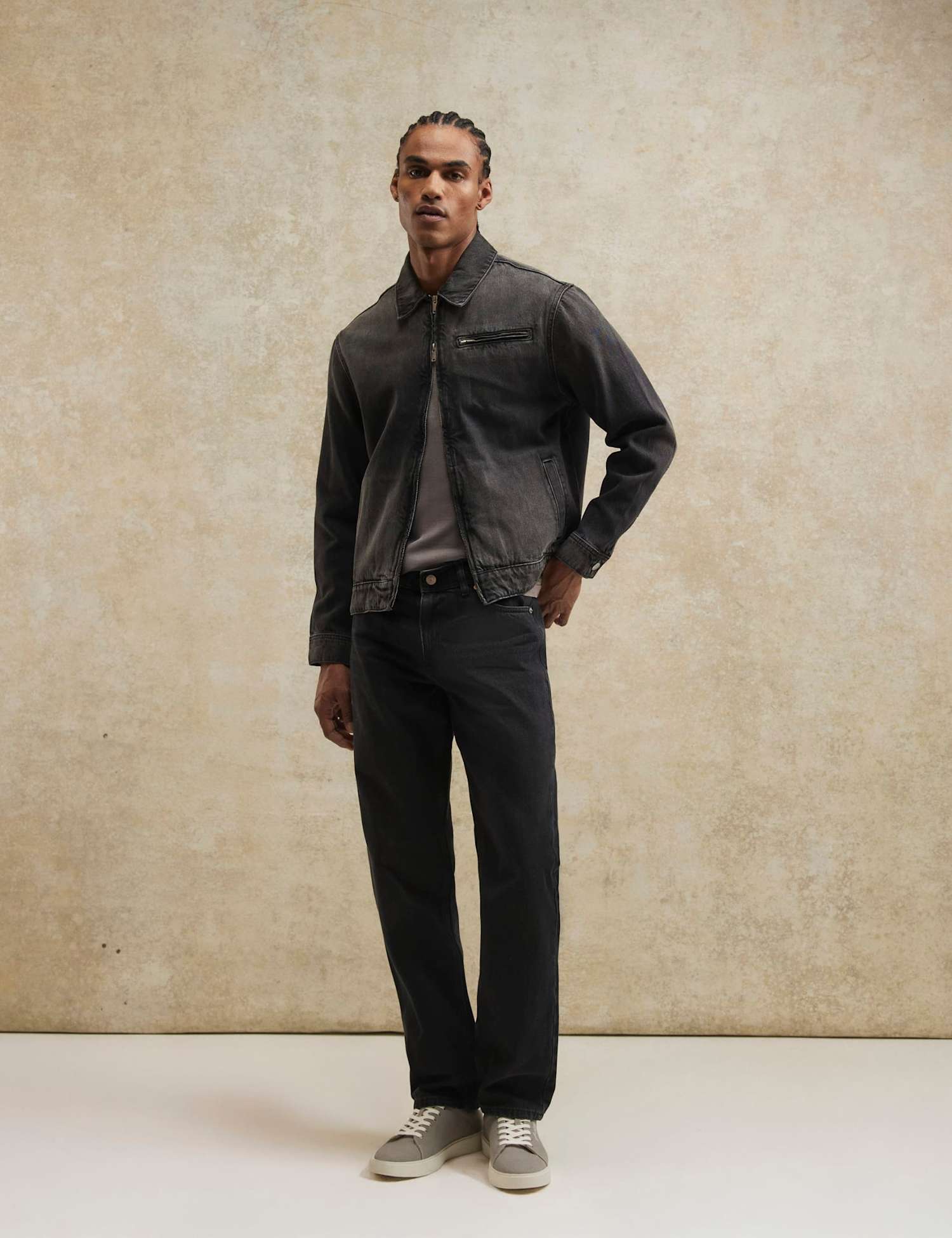 River Island Straight Fit Pure Cotton Jeans Black
