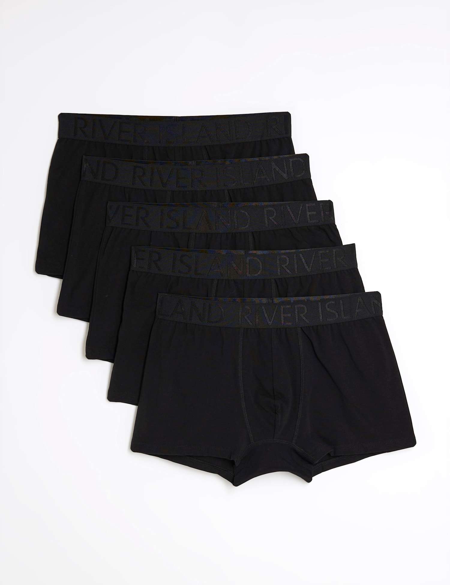 River Island 5 Pack Cotton Rich Trunks Black
