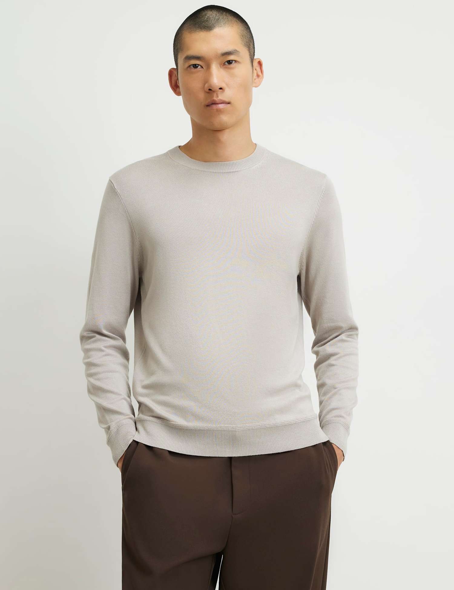 River Island Slim Fit Crew Neck Jumper Stone