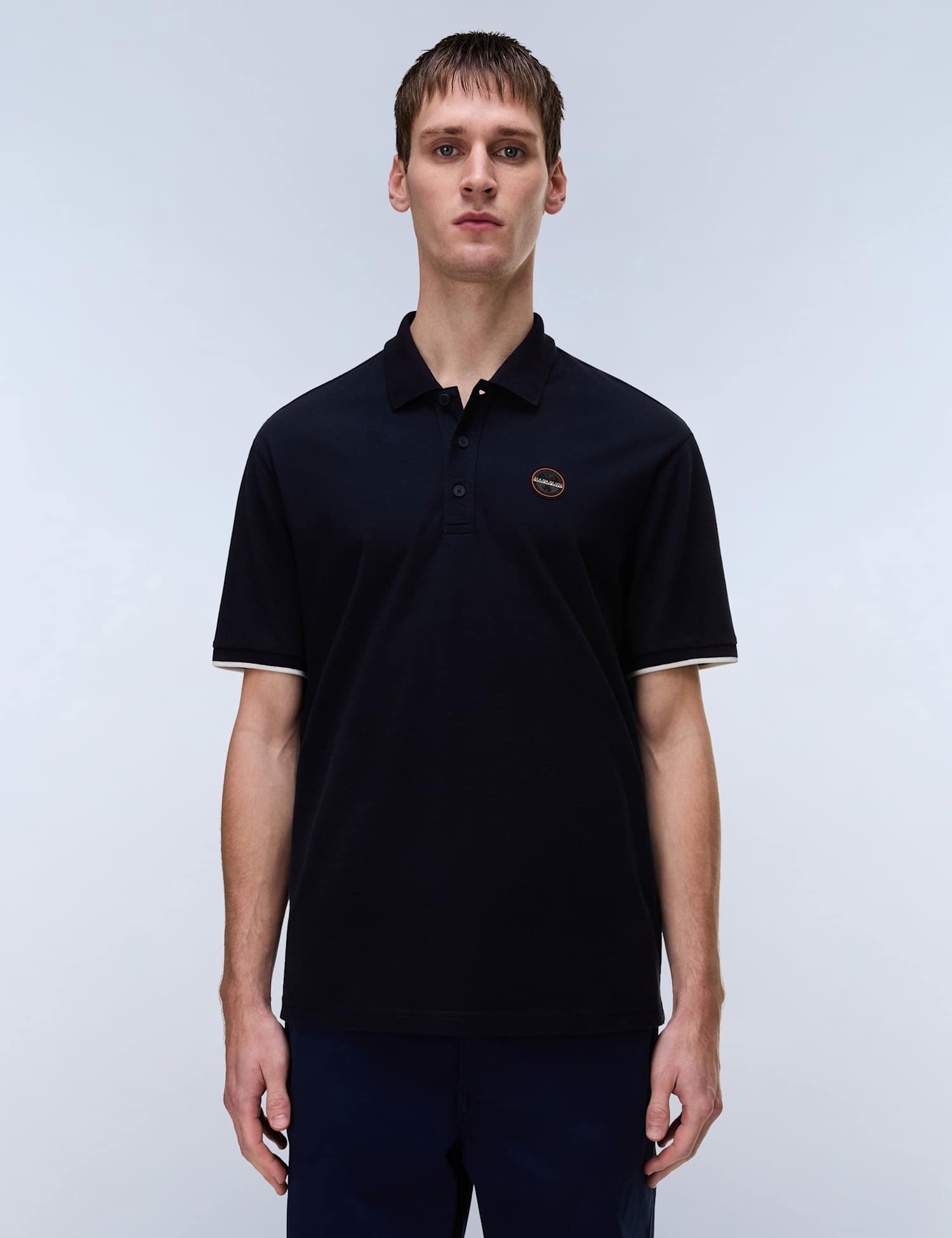 Napapijri Pure Cotton Badge Polo Shirt Dark Navy