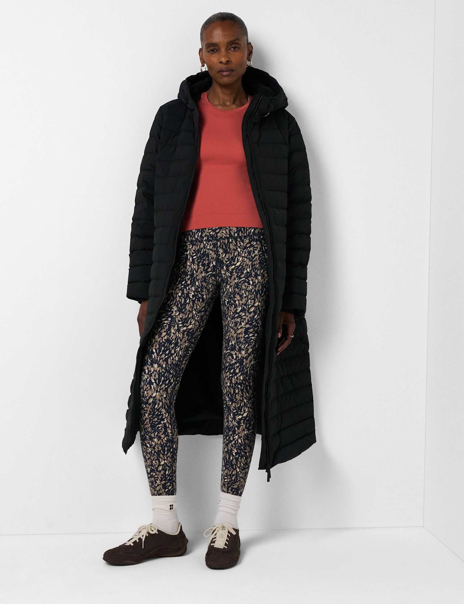 Sweaty Betty Nimbus Lightweight Longline Puffer Coat Black