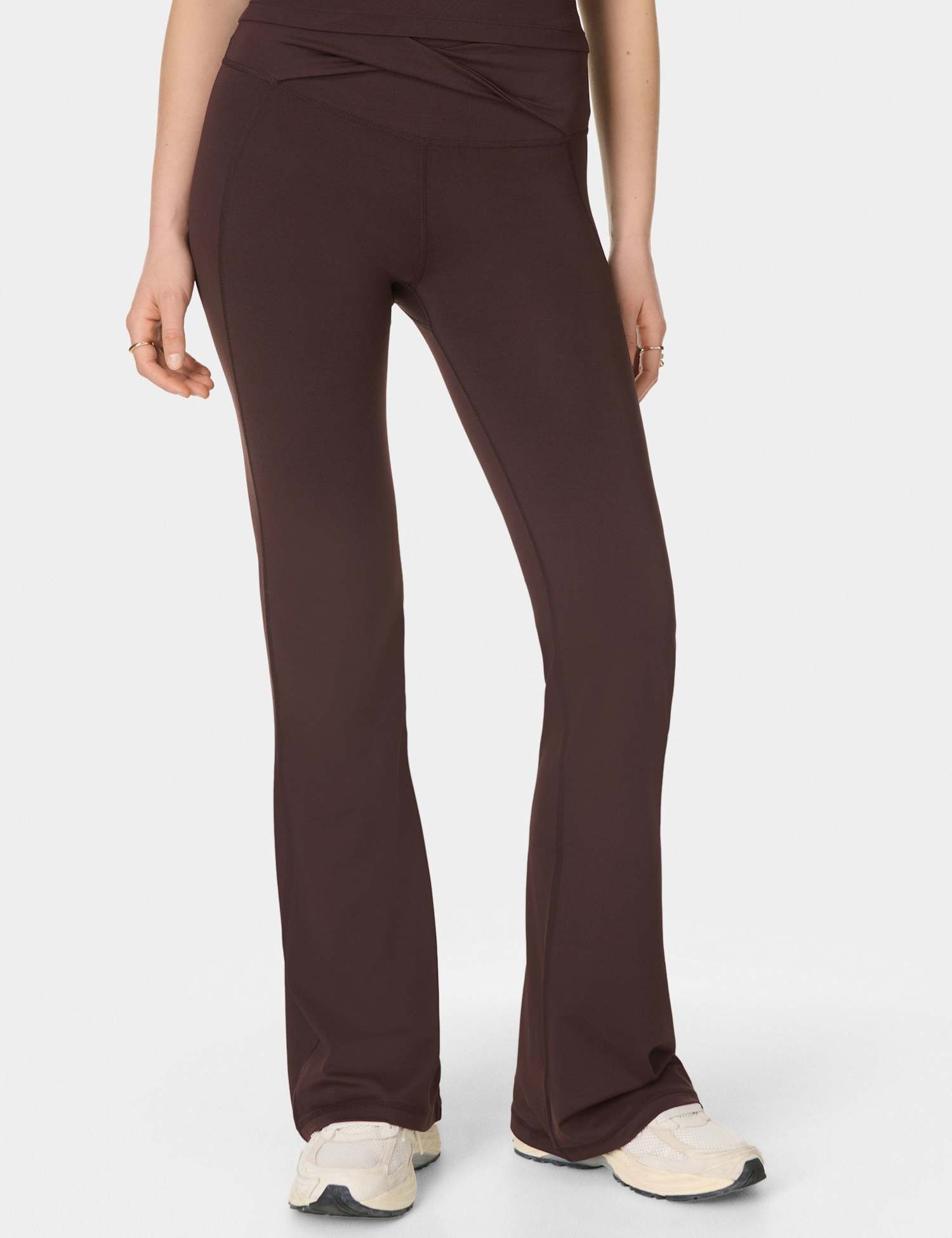 Sweaty Betty All Day High Waisted Flared Trousers Brown
