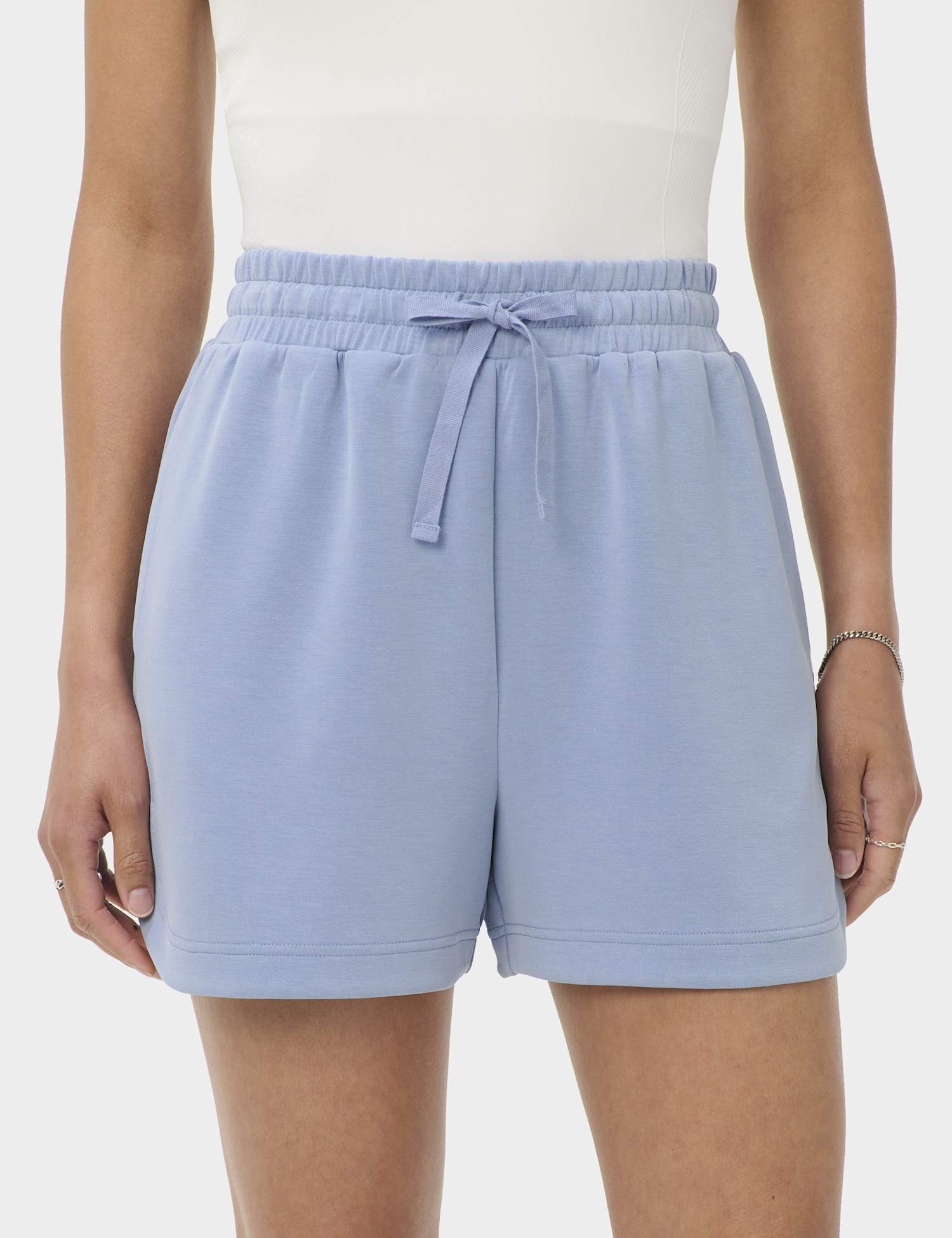 Sweaty Betty Sand Wash Modal Blend High Waisted Shorts Light Blue