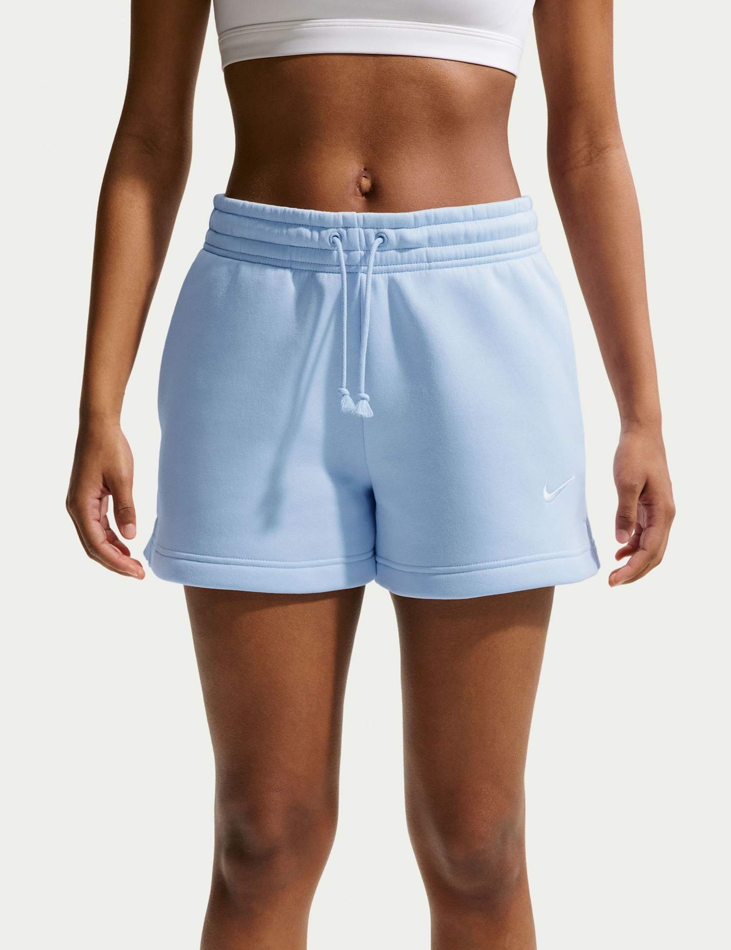Nike Cotton Rich Phoenix Fleece Drawstring Shorts Light Blue