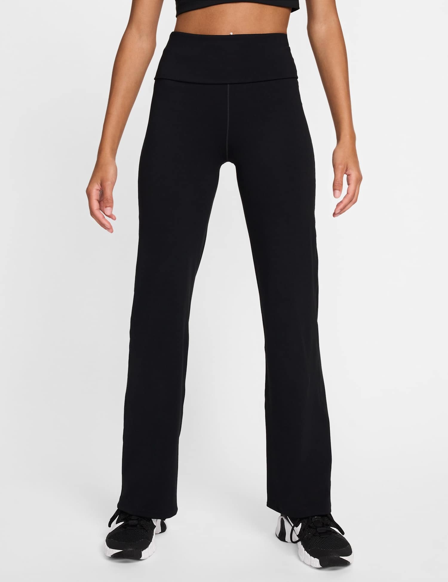 Nike One Dri-Fit Fold-Over High Waisted Trousers Black