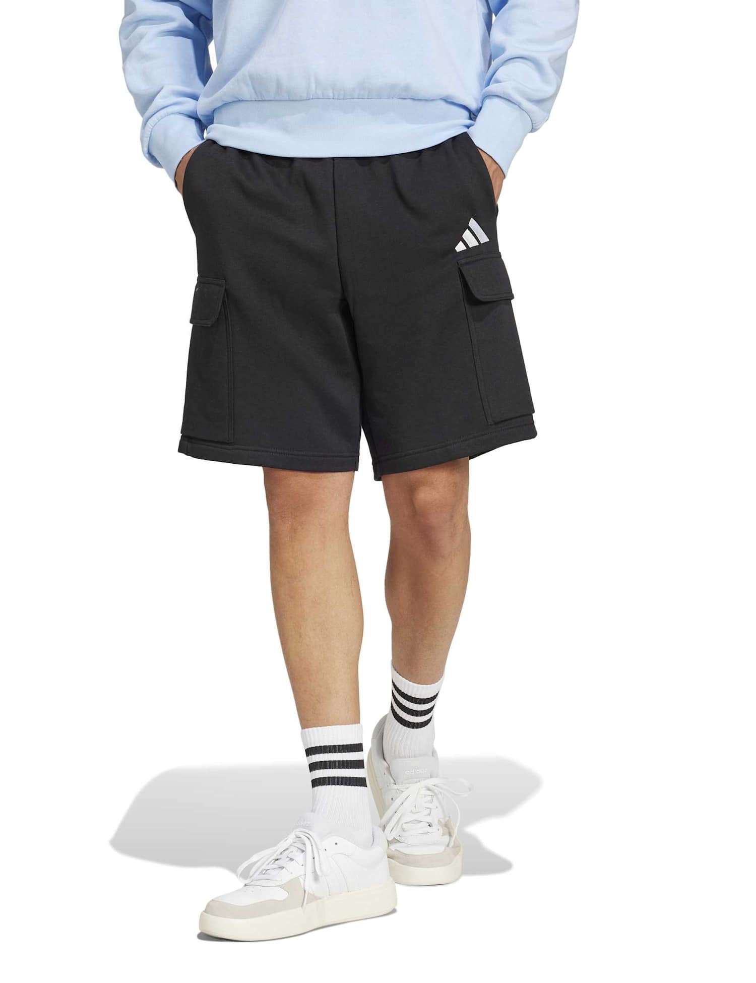 adidas Essentials Feelcozy Cargo Fleece Shorts Black