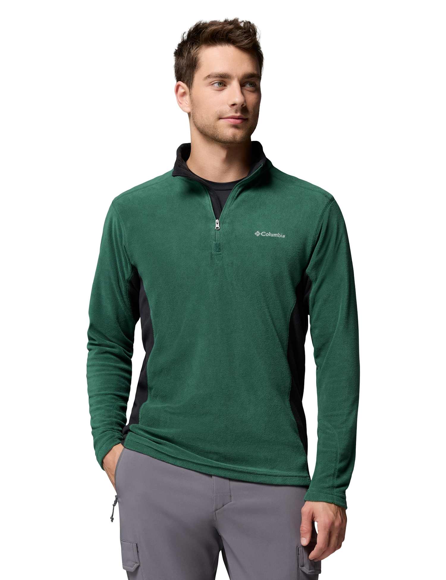 Columbia Klamath Range II Lightweight Half Zip Fleece Dark Green Mix