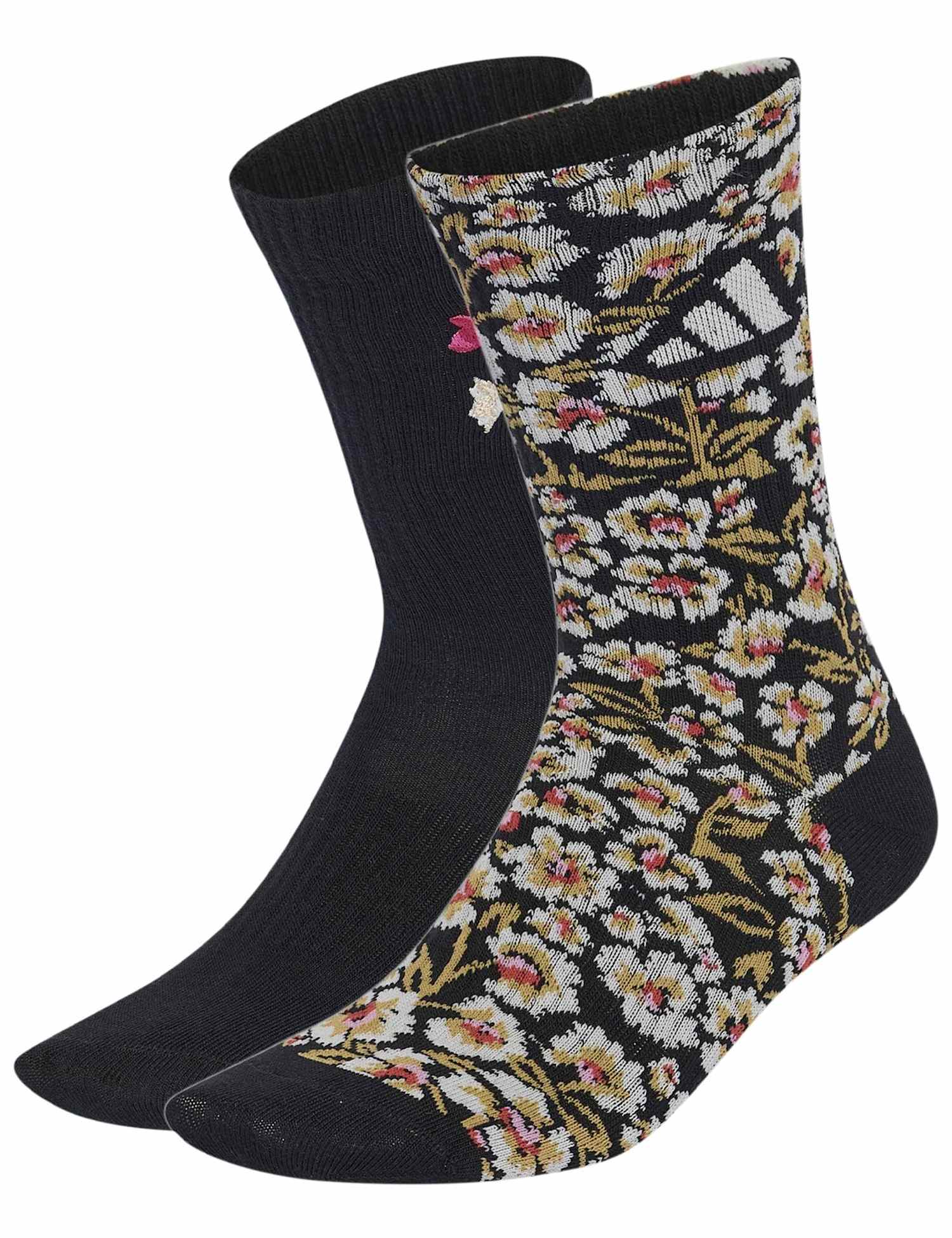 adidas 2 Pack Farm Floral Cotton Blend Crew Socks Multi