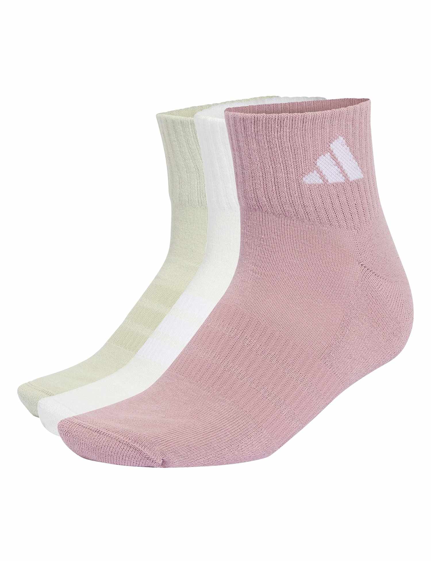 adidas 3 Pack Cushioned Cotton Rich Ankle High Socks White