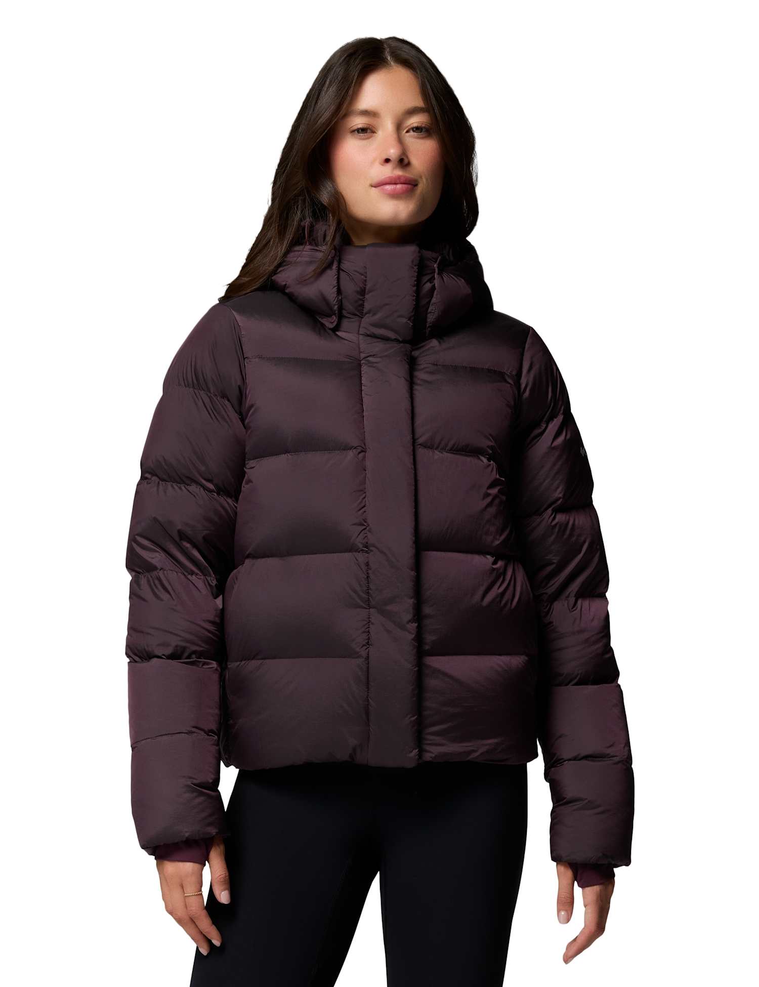 Columbia Amaze Puff Hooded Zip Down Jacket Dark Purple