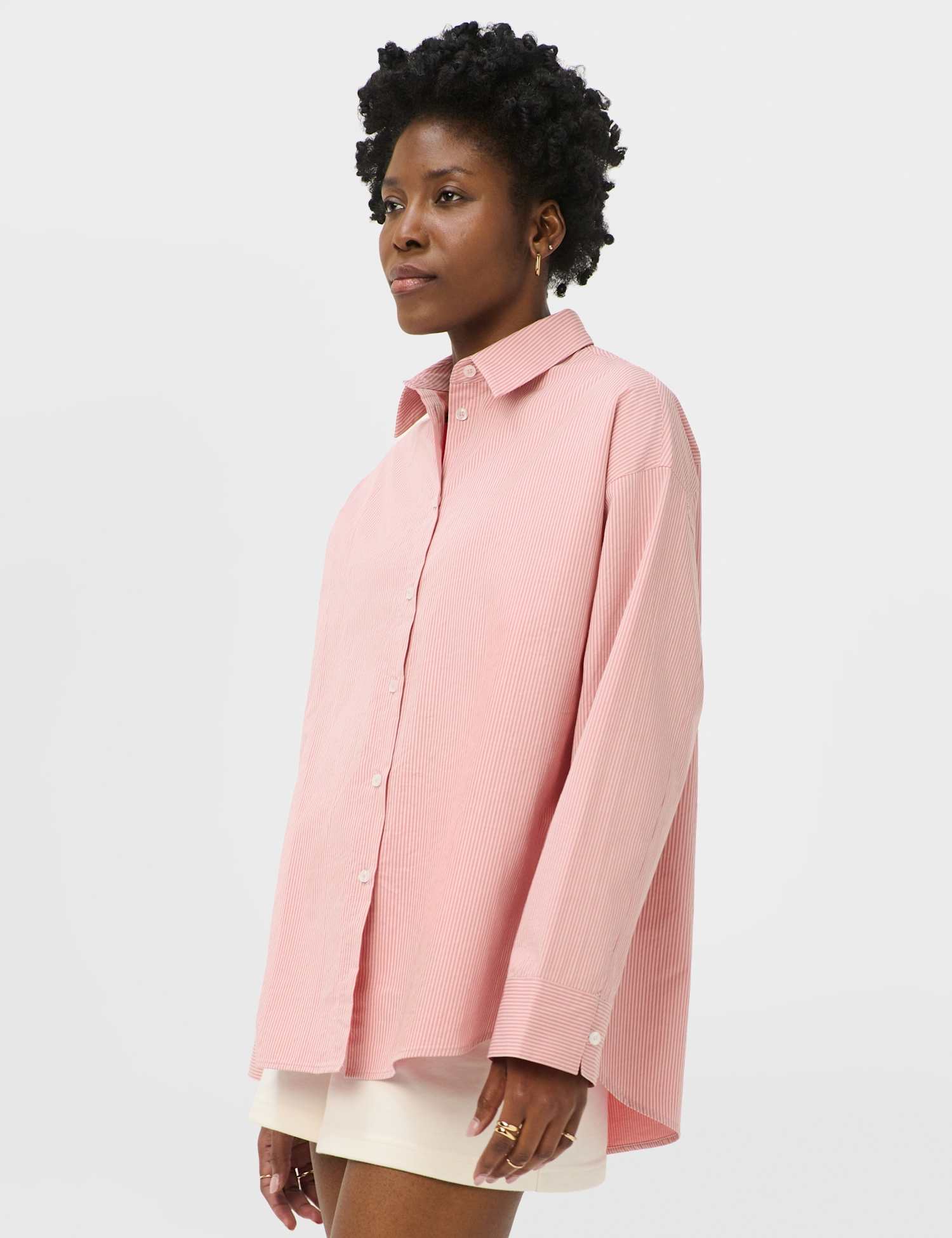 Sweaty Betty Pure Cotton Striped Oversized Shirt Pink