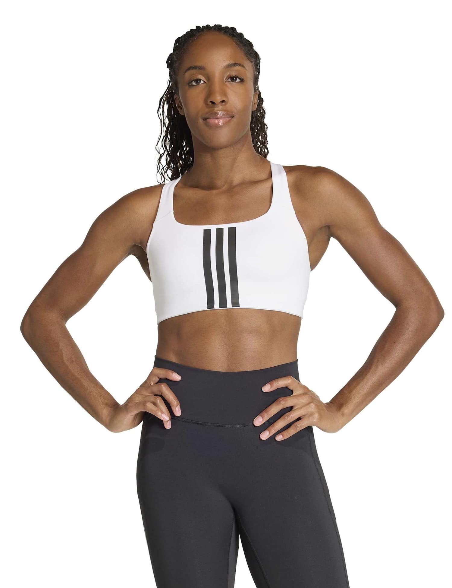 adidas 3-Stripes Medium Support Non Wired Sports Bra White