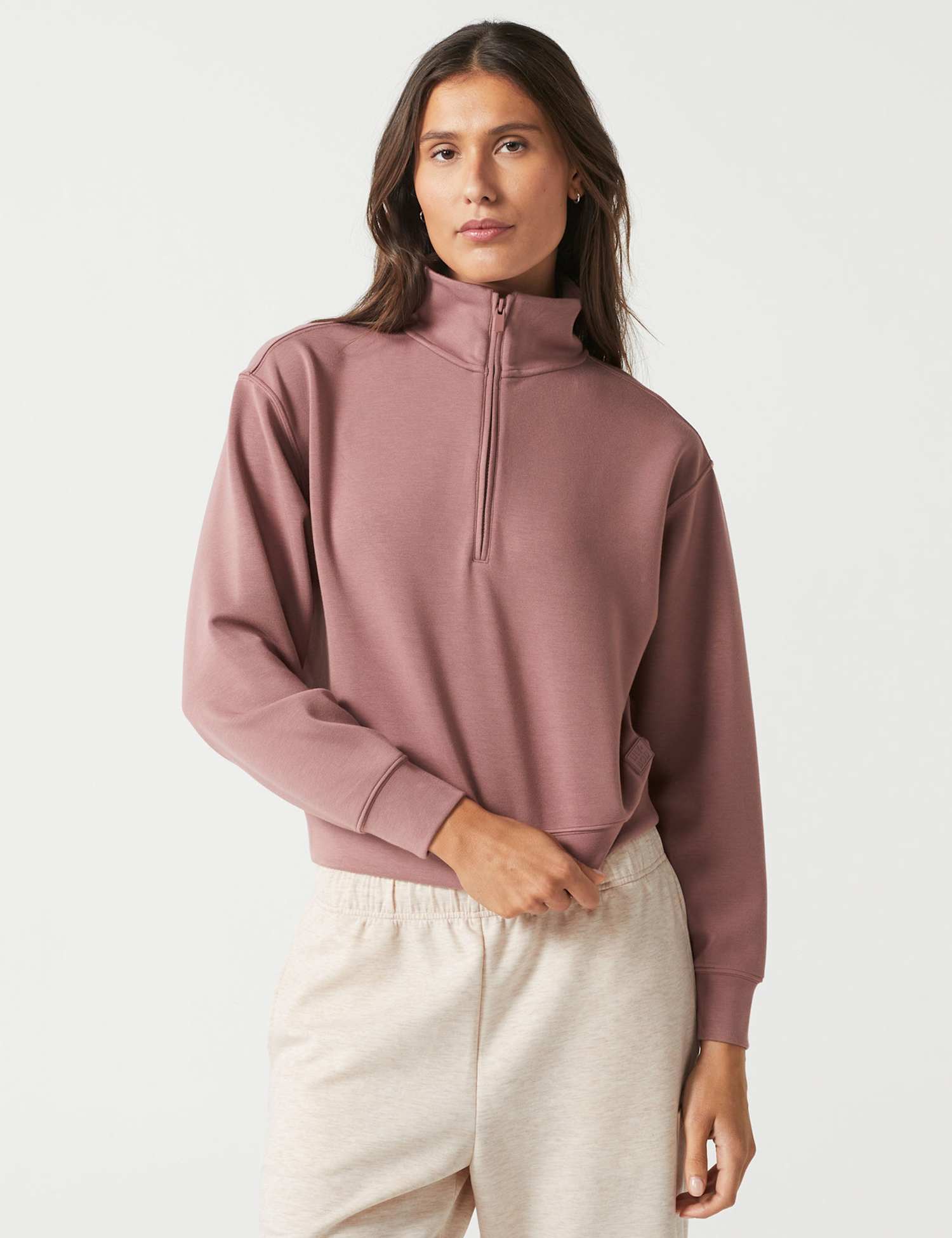 Lilybod High Neck Sweatshirt Taupe