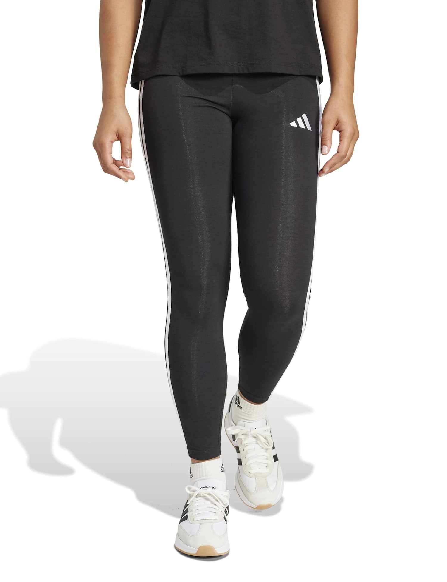 adidas Essentials 3-Stripes Cotton Leggings Black