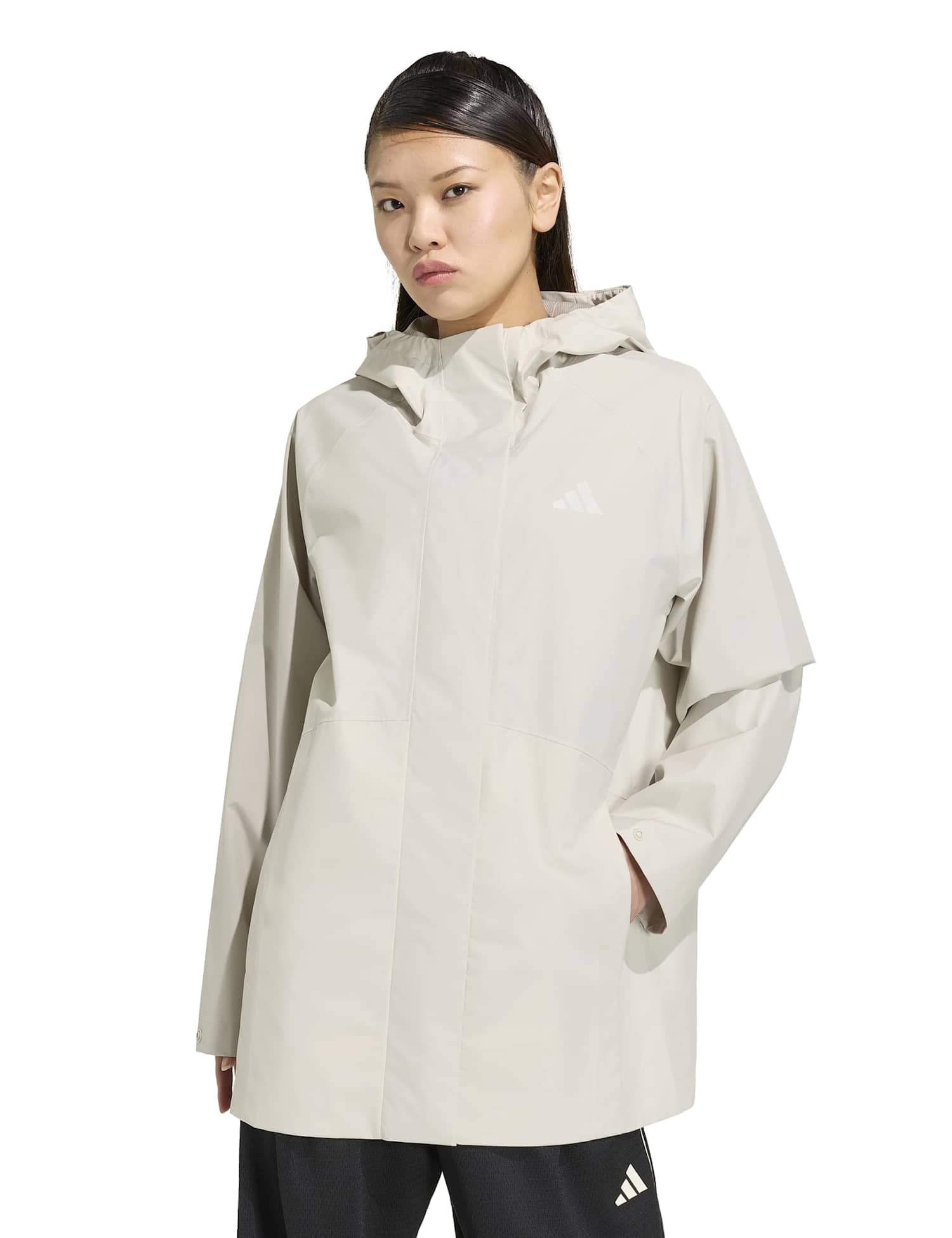 adidas Essentials Hooded Parka Raincoat Beige