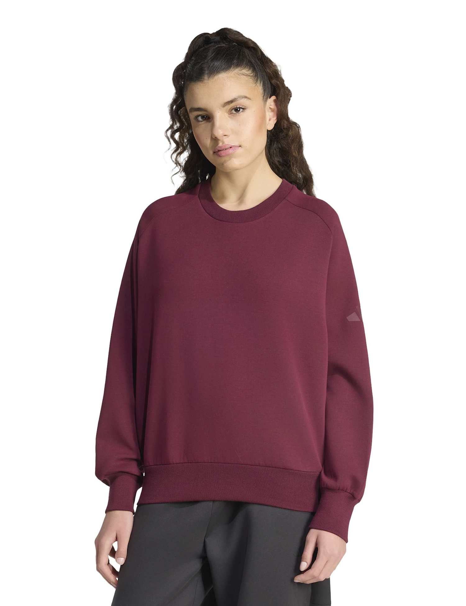 adidas Soft Lux Sweatshirt with Modal Burgundy
