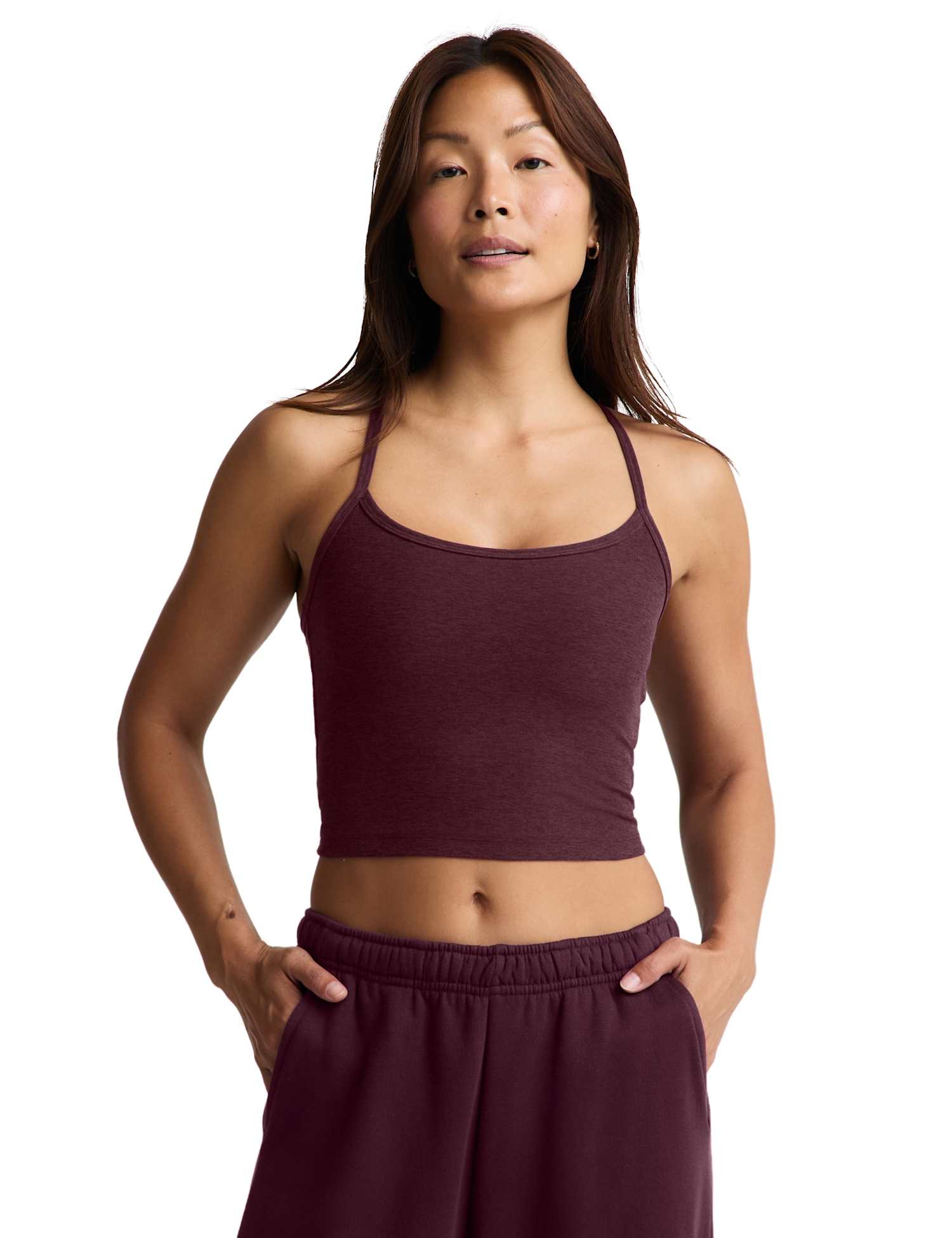 Beyond Yoga Spacedye Slim Racer Back Crop Top Burgundy