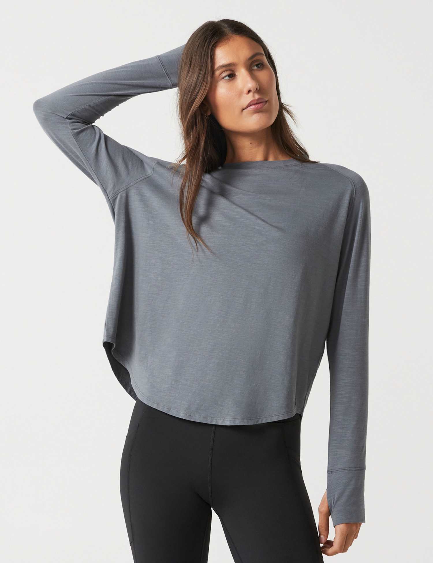 Lilybod Clare Vintage Washed Slub Long Sleeve Top Medium Green