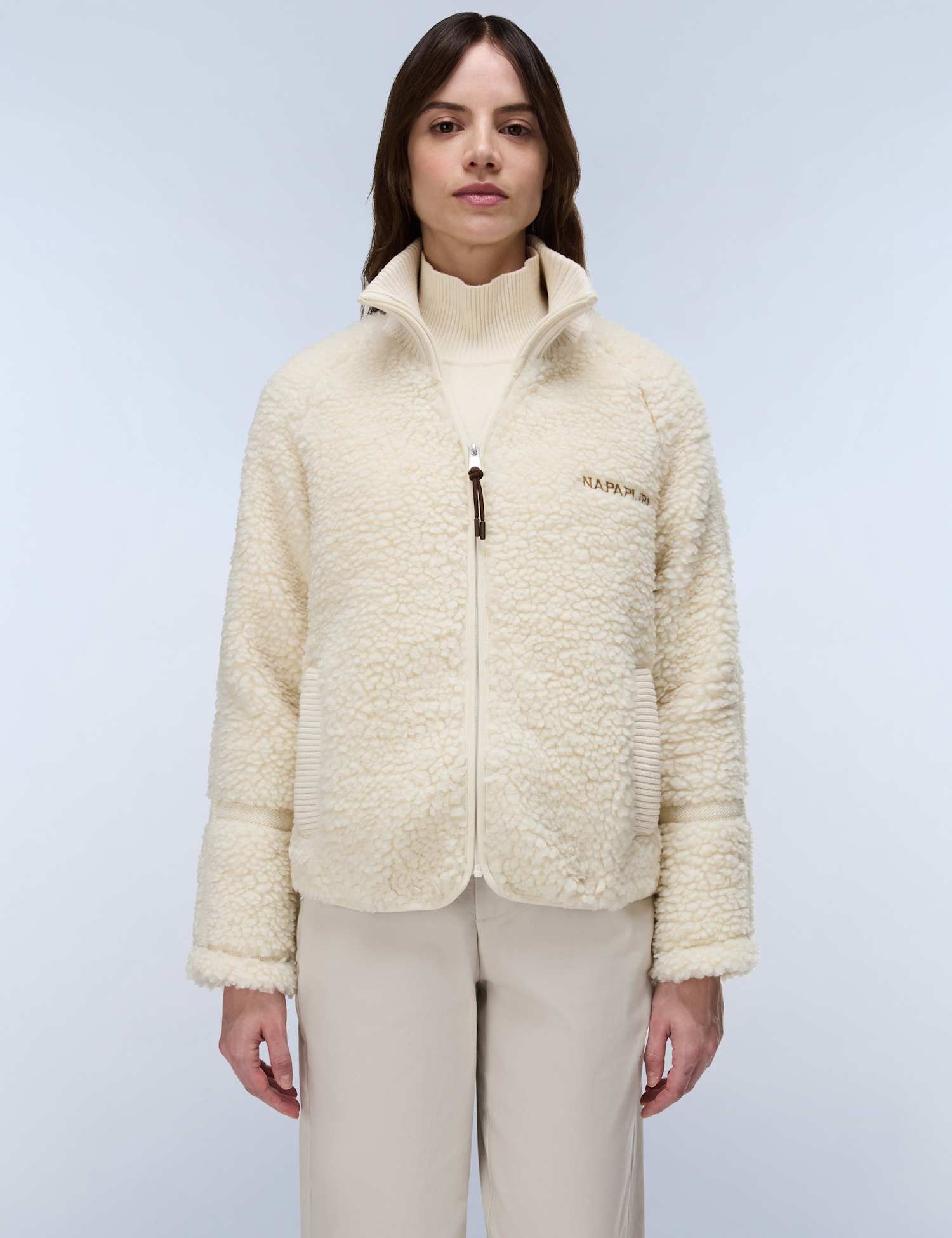 Napapijri Funnel Neck Fleece Jacket Light Cream