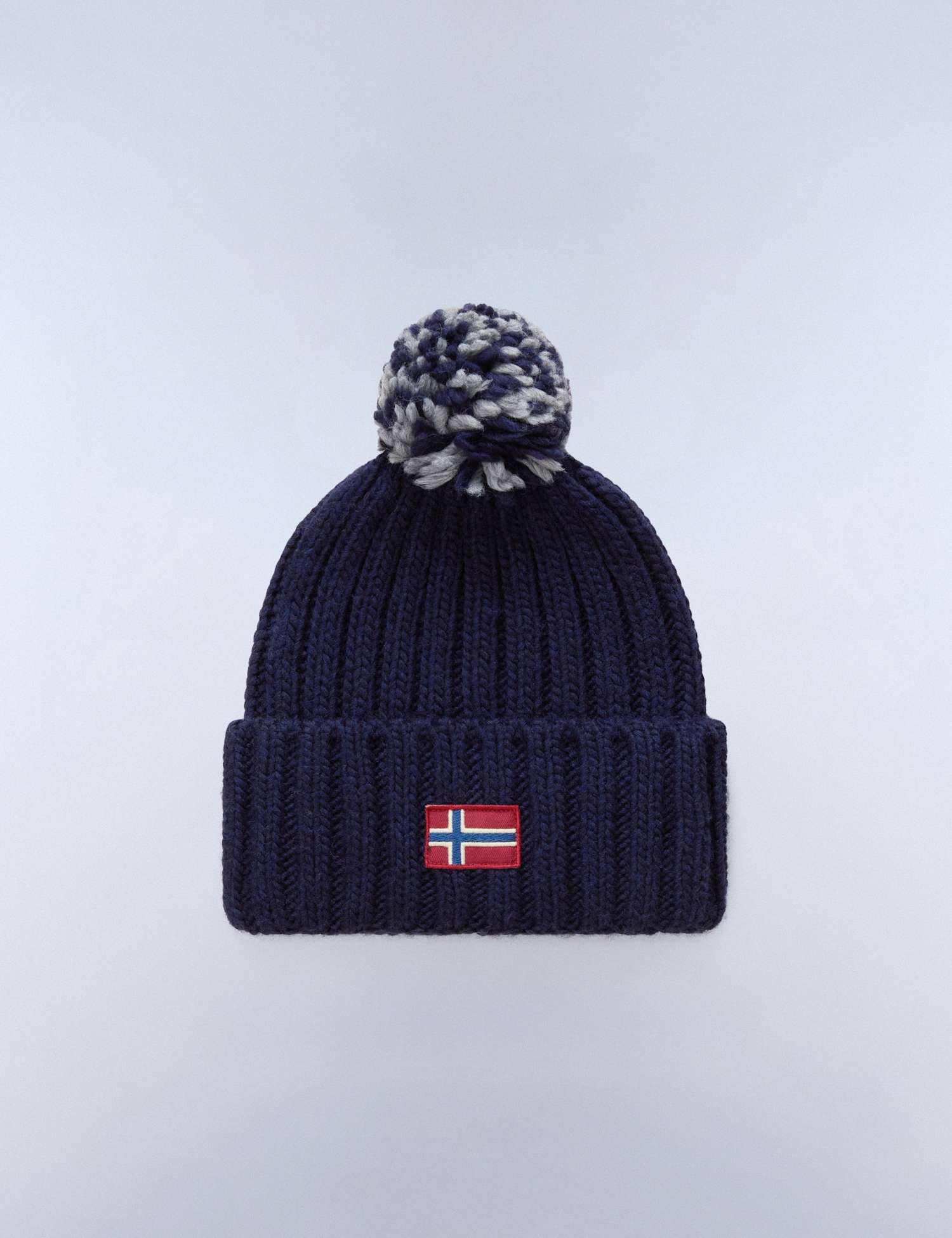 Napapijri Rib Turn Up Beanie Hat with Wool Dark Navy