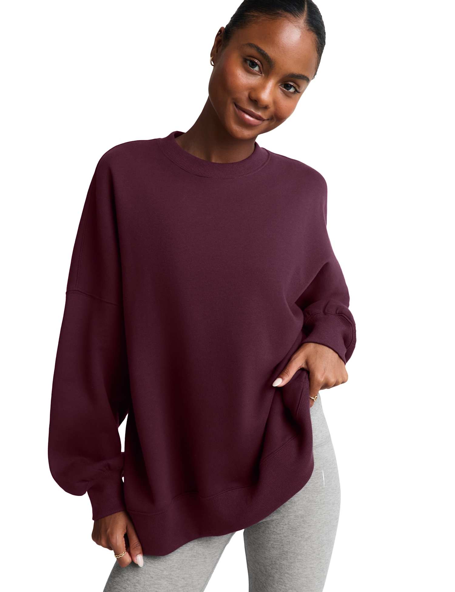 Beyond Yoga Luxefleece Oversized Crewneck Sweatshirt Burgundy