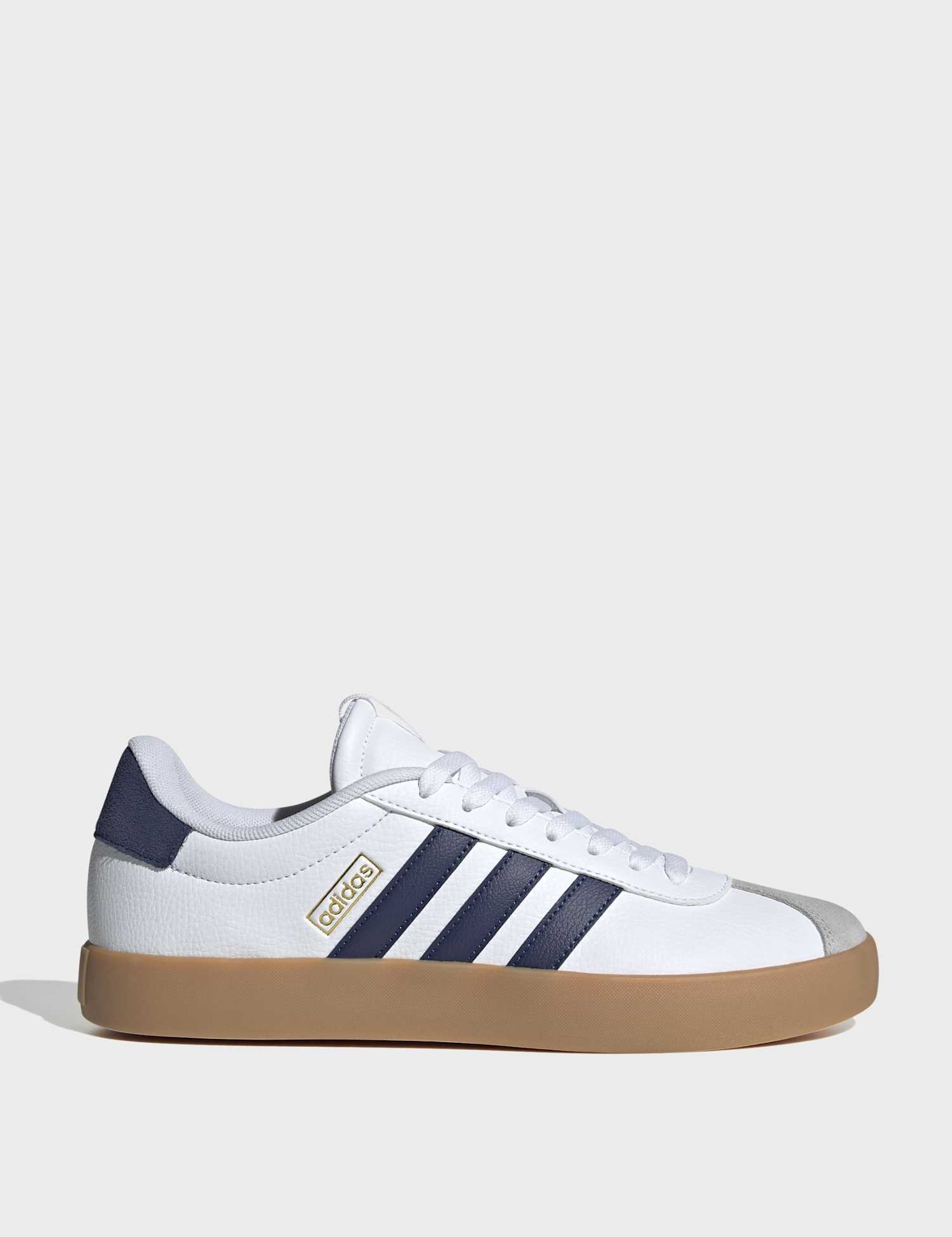 adidas VL Court 3.0 Leather Stripe Cupsole Trainers White