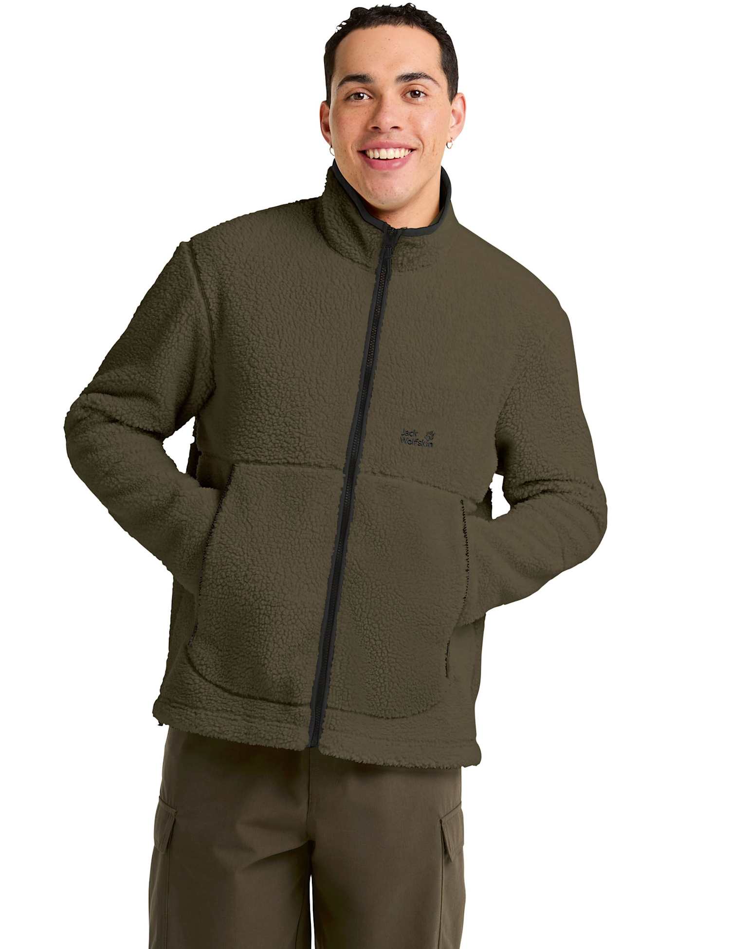 Jack Wolfskin Taunus Half Zip Funnel Neck Fleece Sweatshirt Dark Green