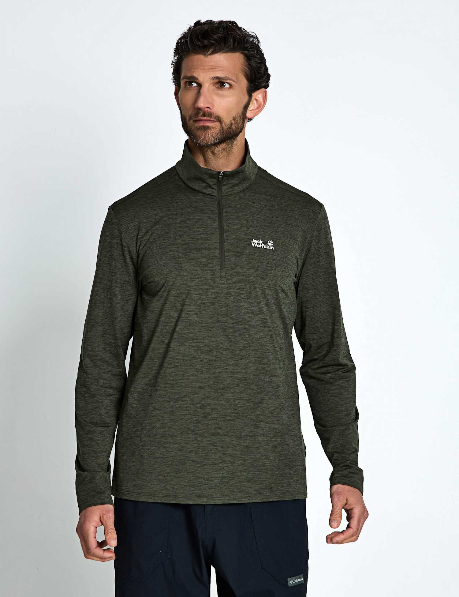 Jack Wolfskin Trail Breathable Half Zip Outdoor Fleece Dark Green