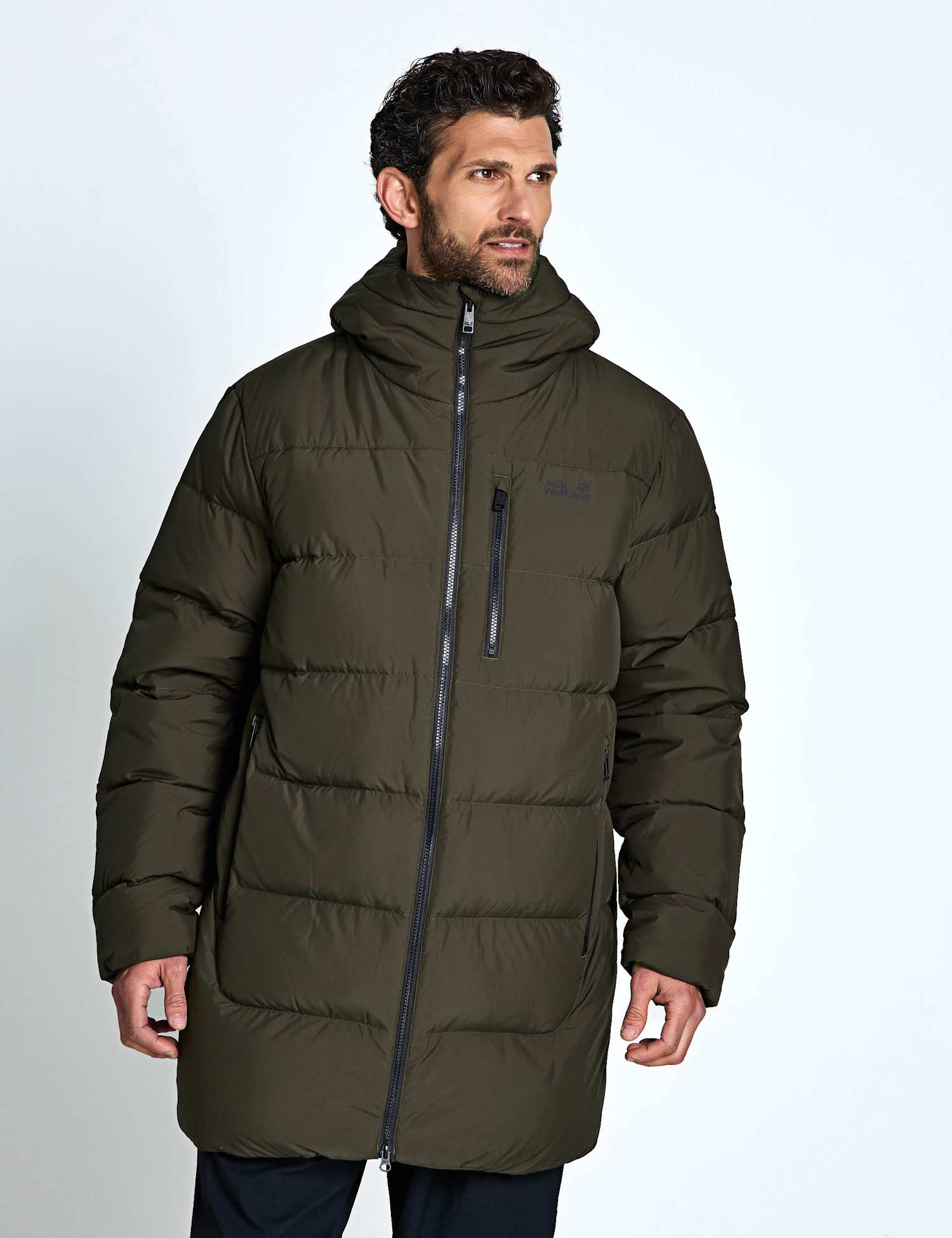 Jack Wolfskin Colonius Quilted Hooded Puffer Jacket Dark Green