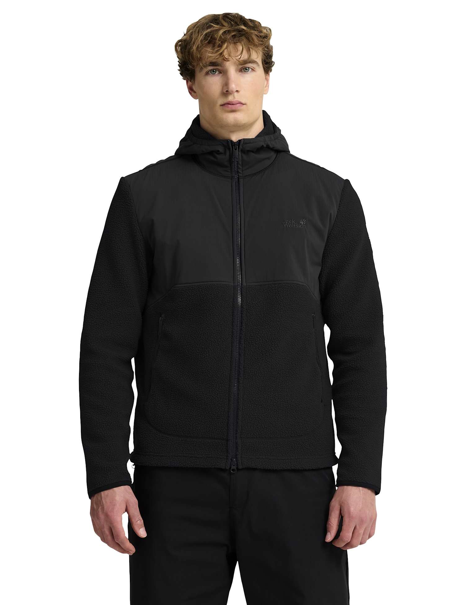 Jack Wolfskin Lite Curl Hooded Full Zip Fleece Black