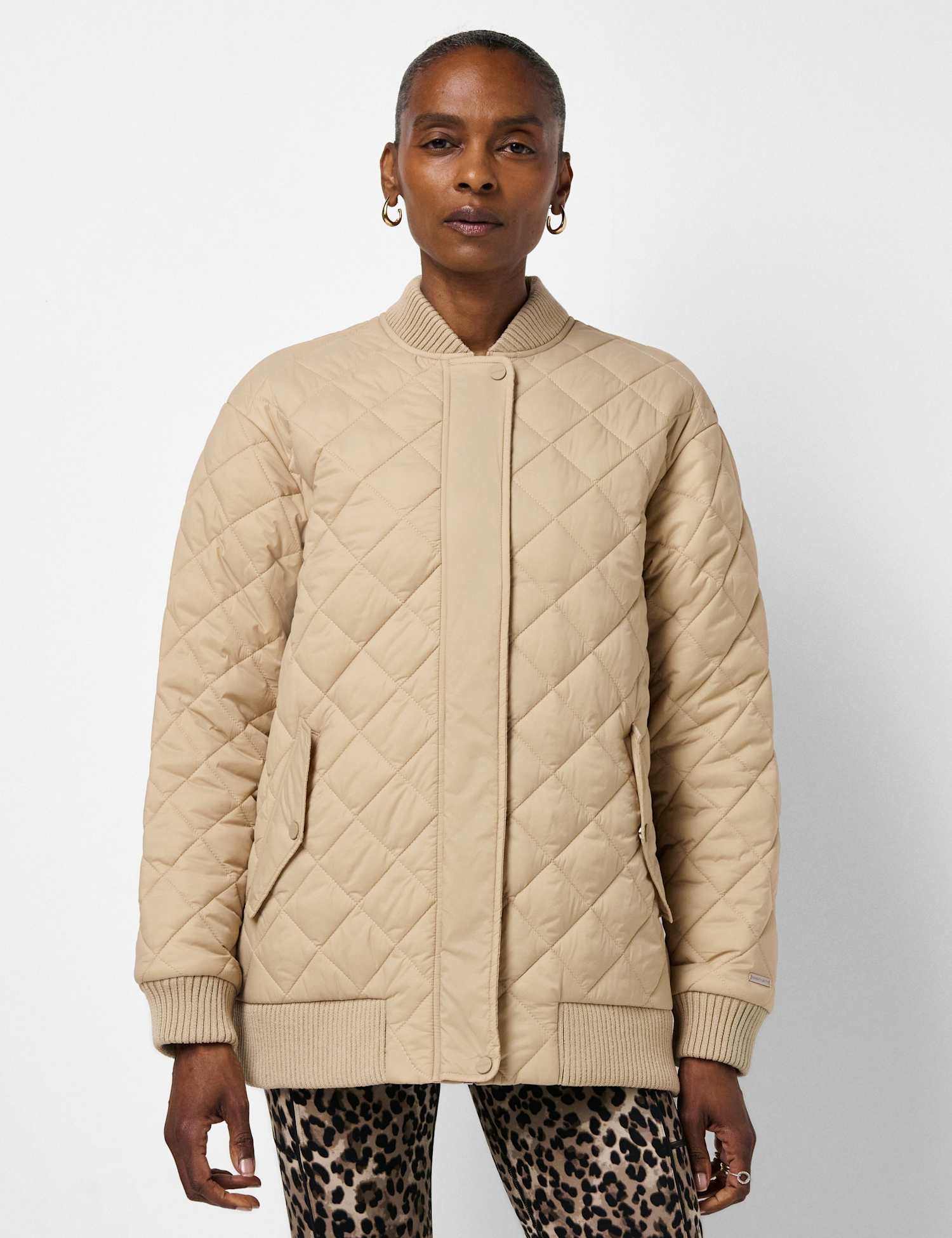 Sweaty Betty On The Move Quilted Oversized Jacket Beige Mix