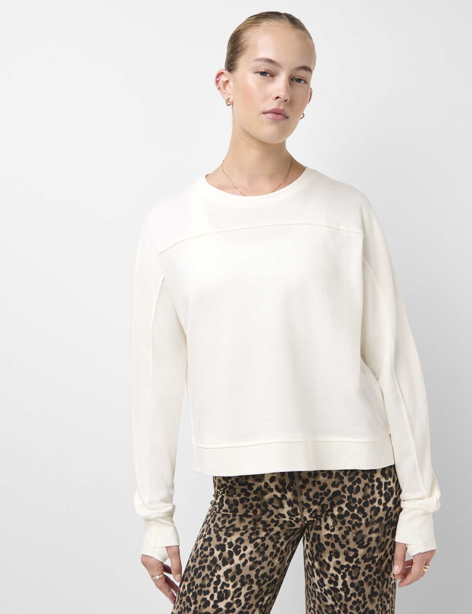 Sweaty Betty After Class Crop Sweatshirt Soft White