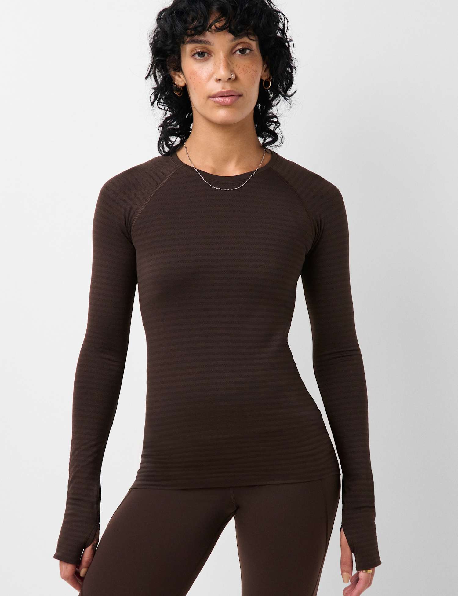 Sweaty Betty Round Neck Seamless Top Dark Brown