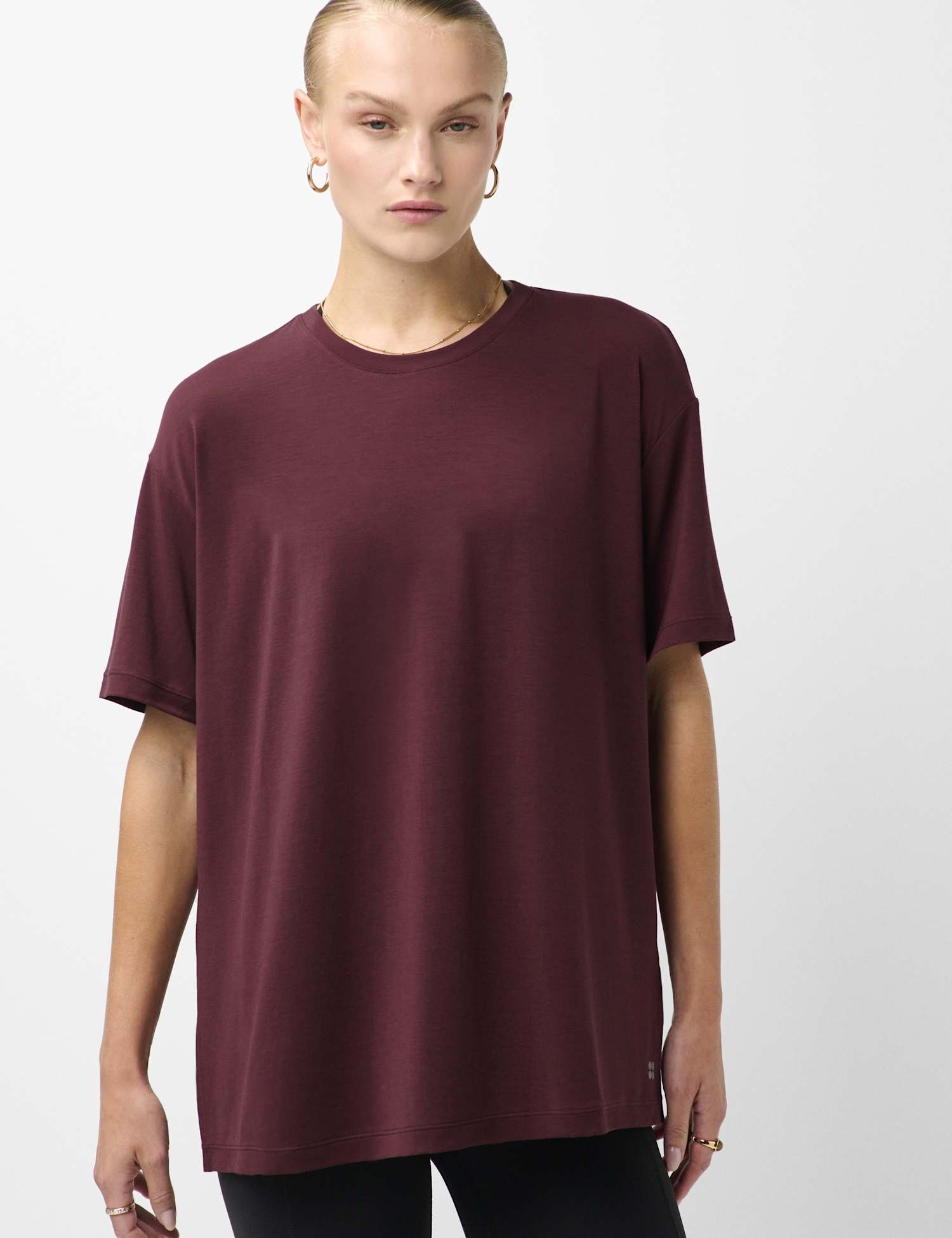 Sweaty Betty Soft Flow Studio Longline Tshirt Burgundy
