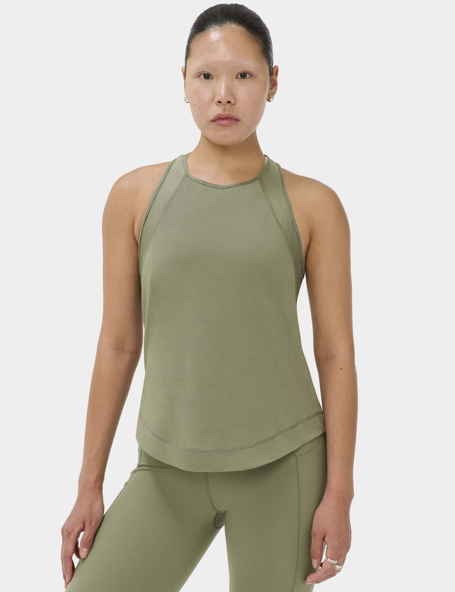 Sweaty Betty Breathe Easy Mesh Running Vest Top Dark Khaki